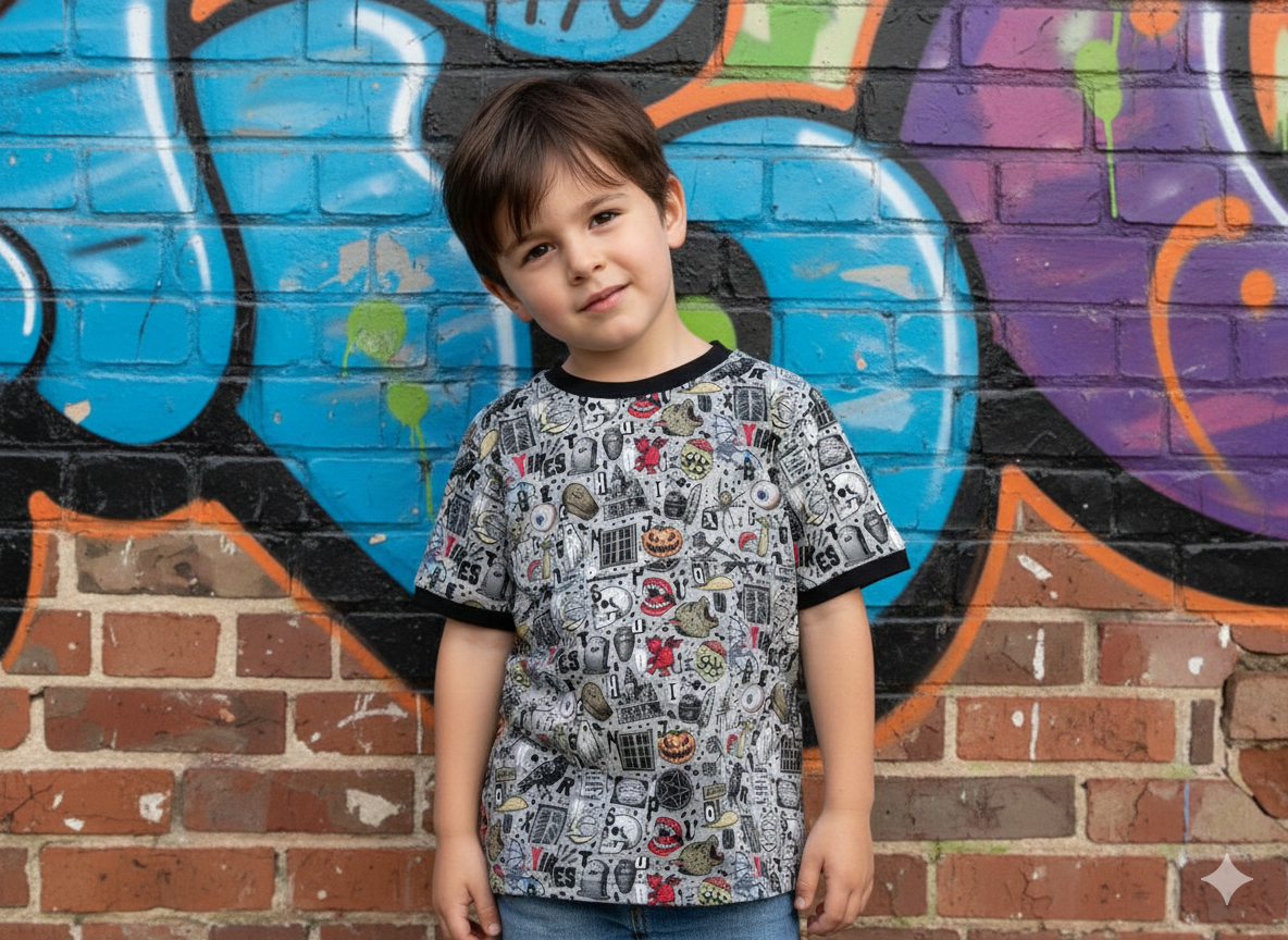 Short Sleeves T-shirt - Back to Black - Spooky ABCs