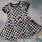 Dress - Spooky Birthday Checkers - Short or Long sleeves