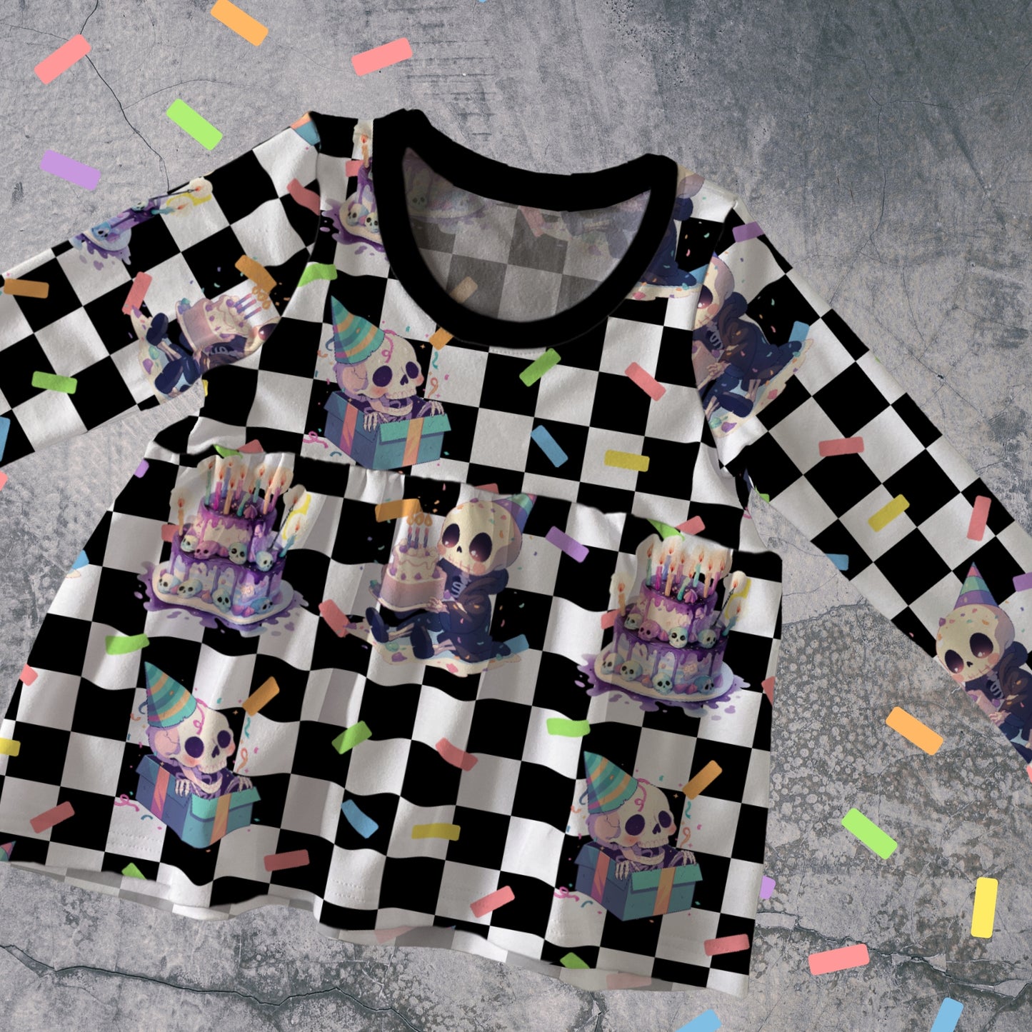 Peplum top - Spooky Birthday - Checkers