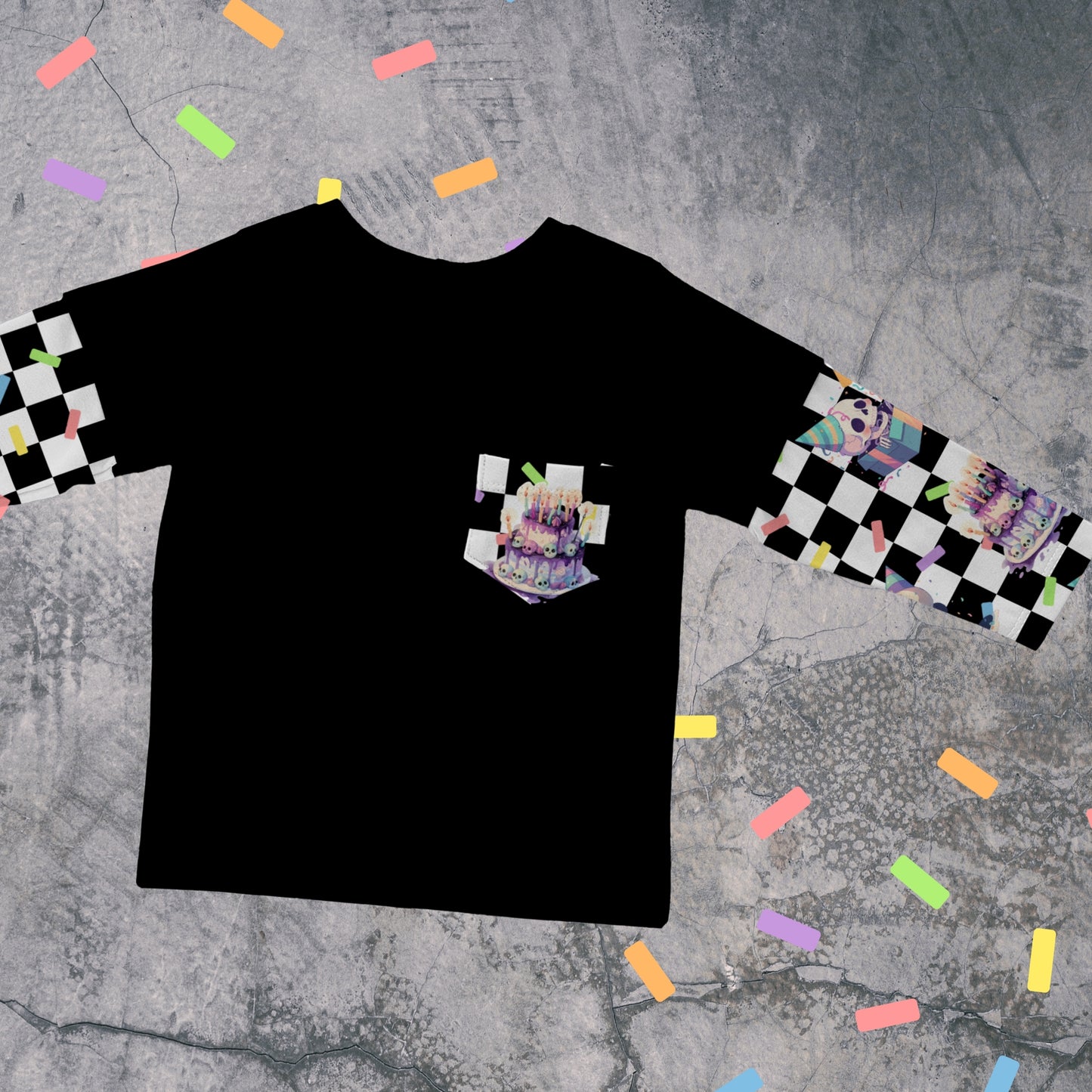 Layered T-shirt - Spooky Birthday - Checkers