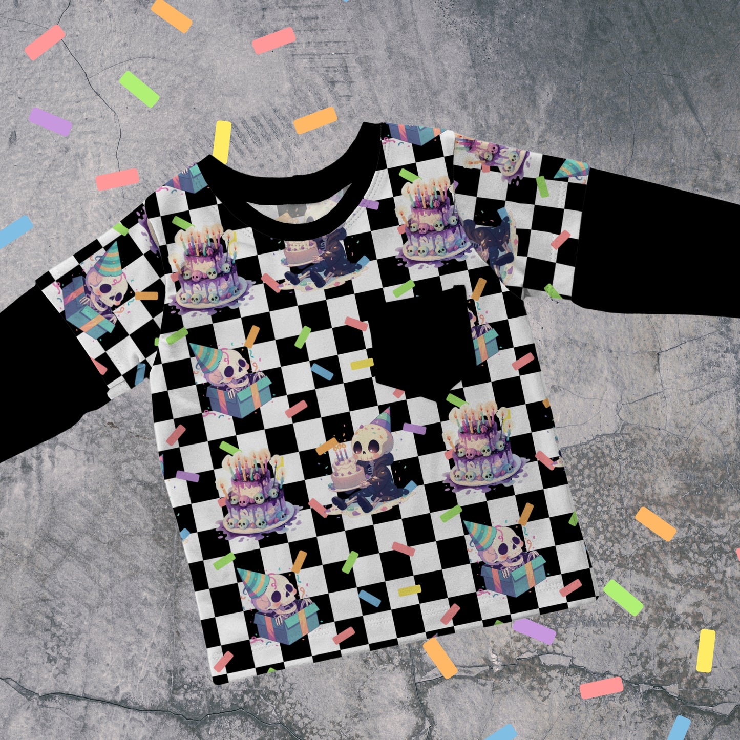 Layered T-shirt - Spooky Birthday - Checkers
