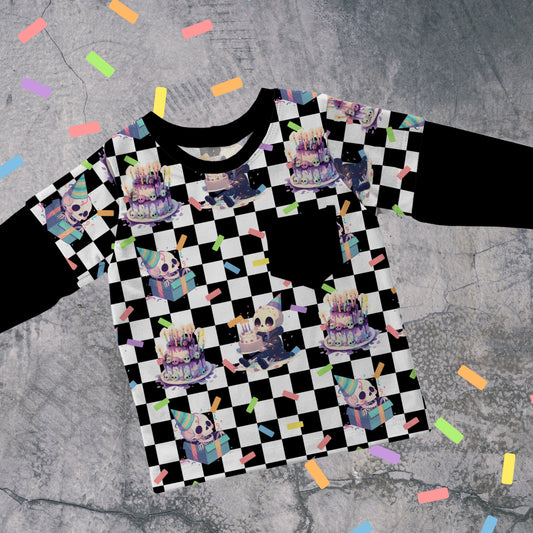 Layered T-shirt - Spooky Birthday - Checkers