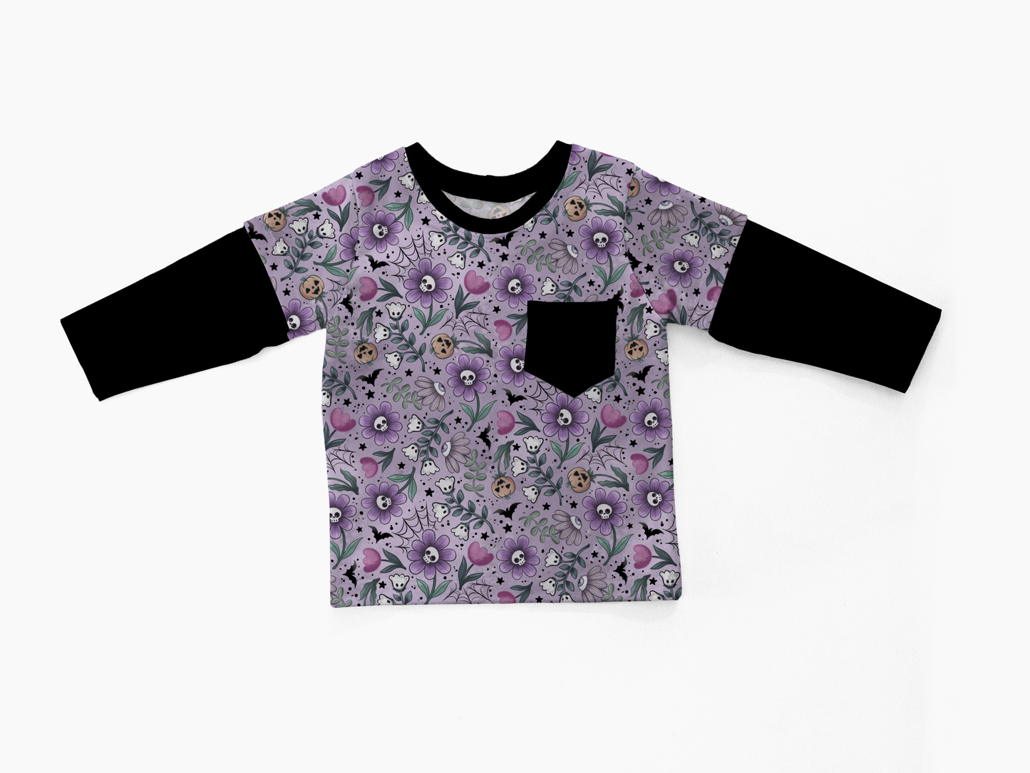 Layered T-shirt - Bunnies, Bones and Bloom - Bloom and Gloom