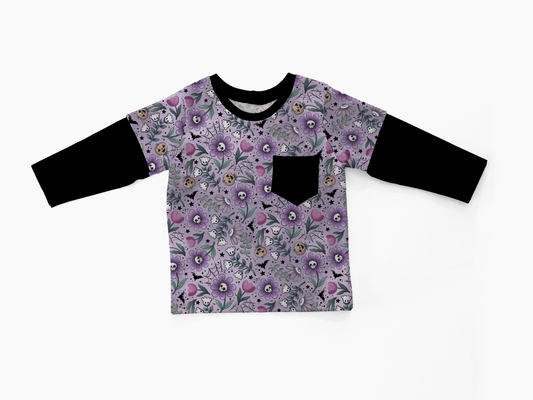 Layered T-shirt - Bunnies, Bones and Bloom - Bloom and Gloom