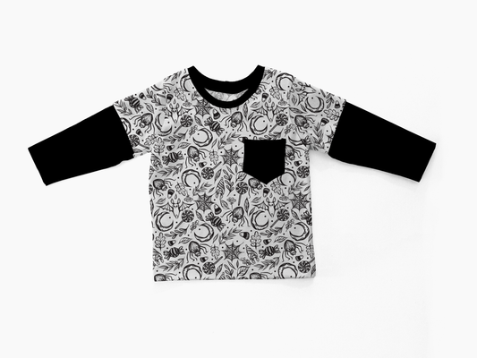 Layered T-shirt - Back to Black - Garden Of Webs