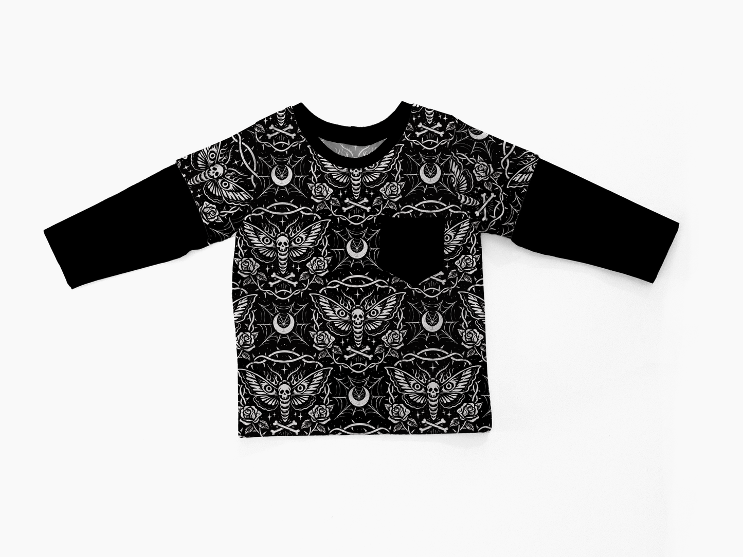 Layered T-shirt - Back to Black - Moonlit Moth