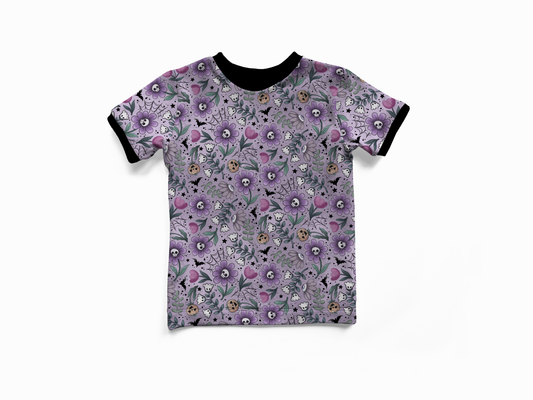 Short Sleeves T-shirt - Bunnies, Bones and Bloom - Bloom and Gloom