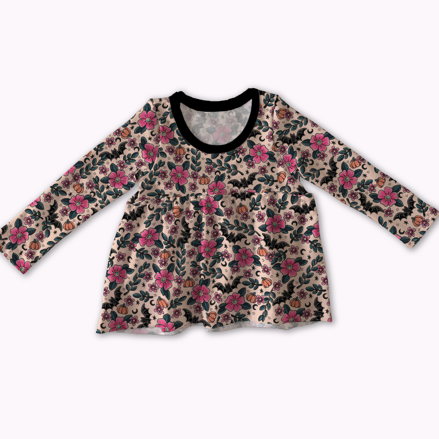 Peplum top - Bunnies, Bones and Bloom - Blush and Bats