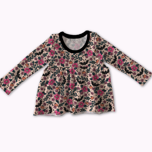 Peplum top - Bunnies, Bones and Bloom - Blush and Bats