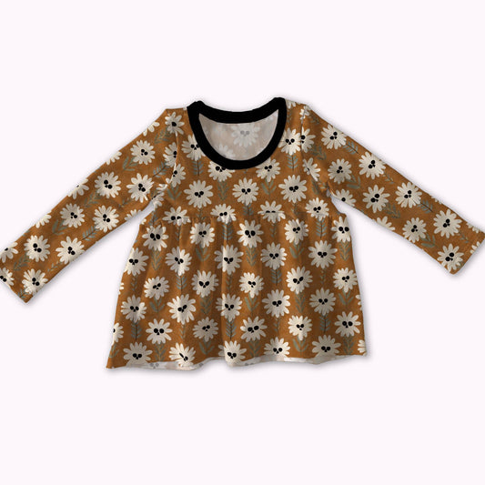 Peplum top - Autumn Spells - Haunted Daisies - Orange