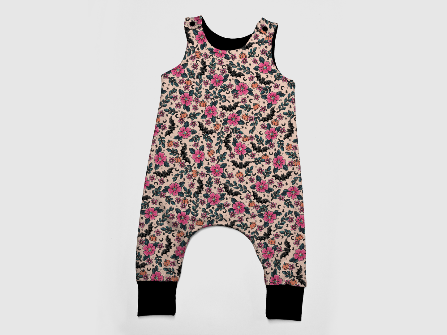 Romper long legs - Bunnies, Bones and Bloom - Blush and Bats