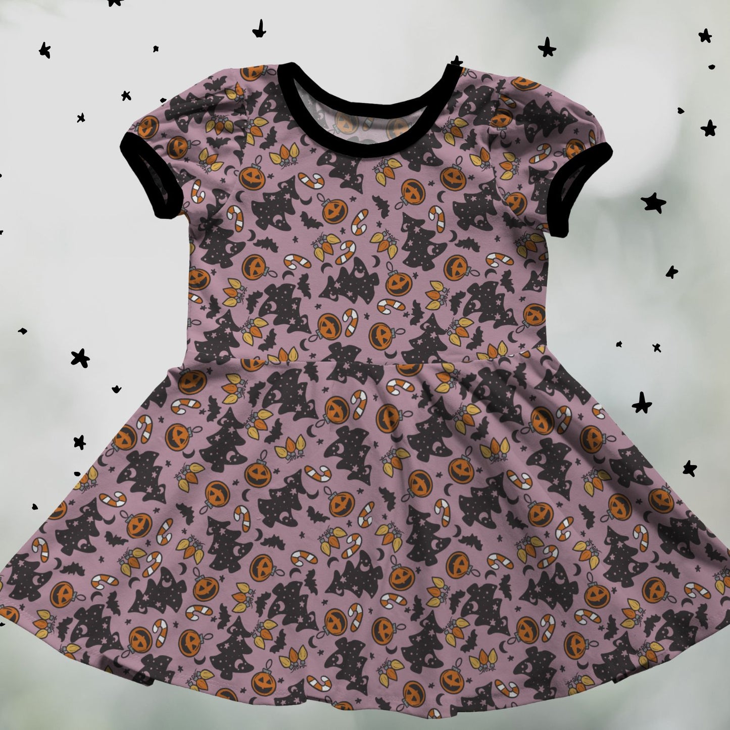 Dress - Bats and Baubles - Short or Long sleeves