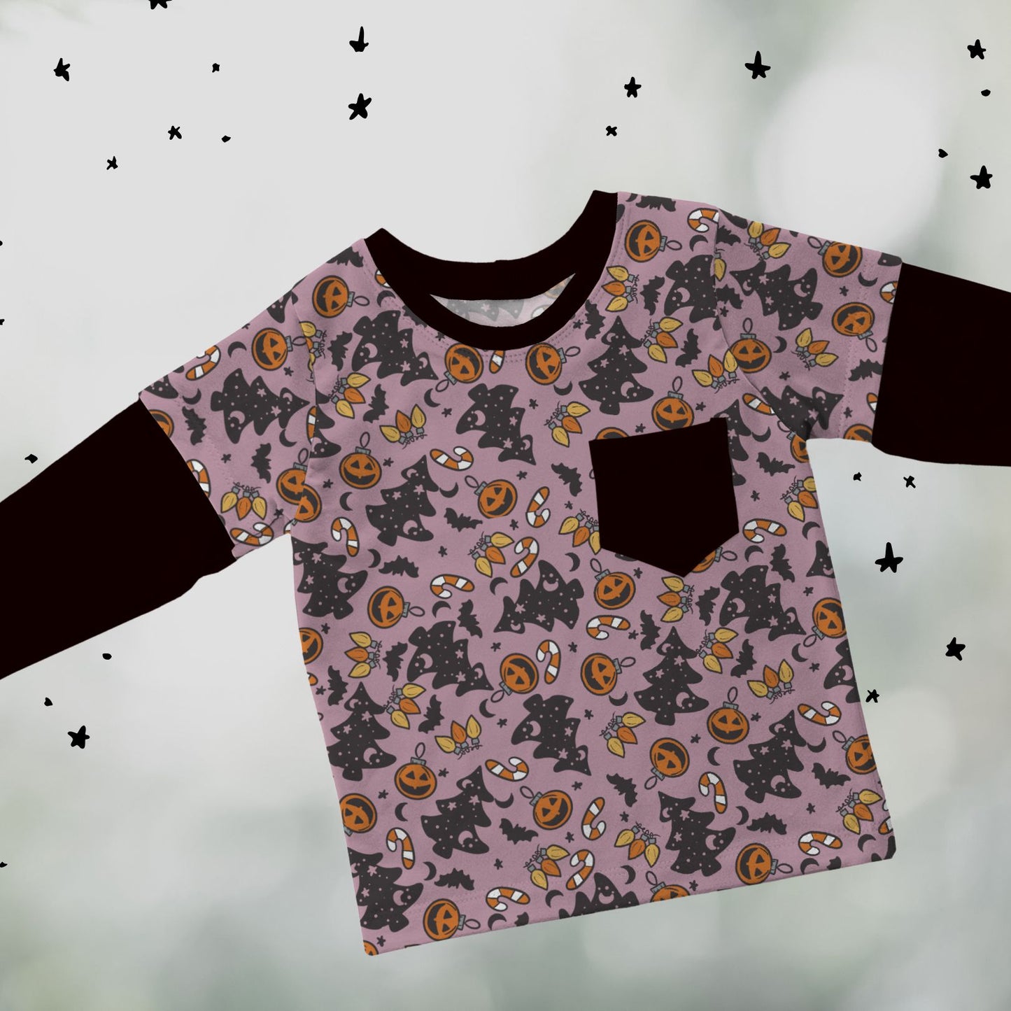 Layered T-shirt - Bats and Baubles