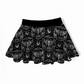 Goth twirly skirt, black with white designs : dead head moth, roses, bones, spiderwebs and moons. 