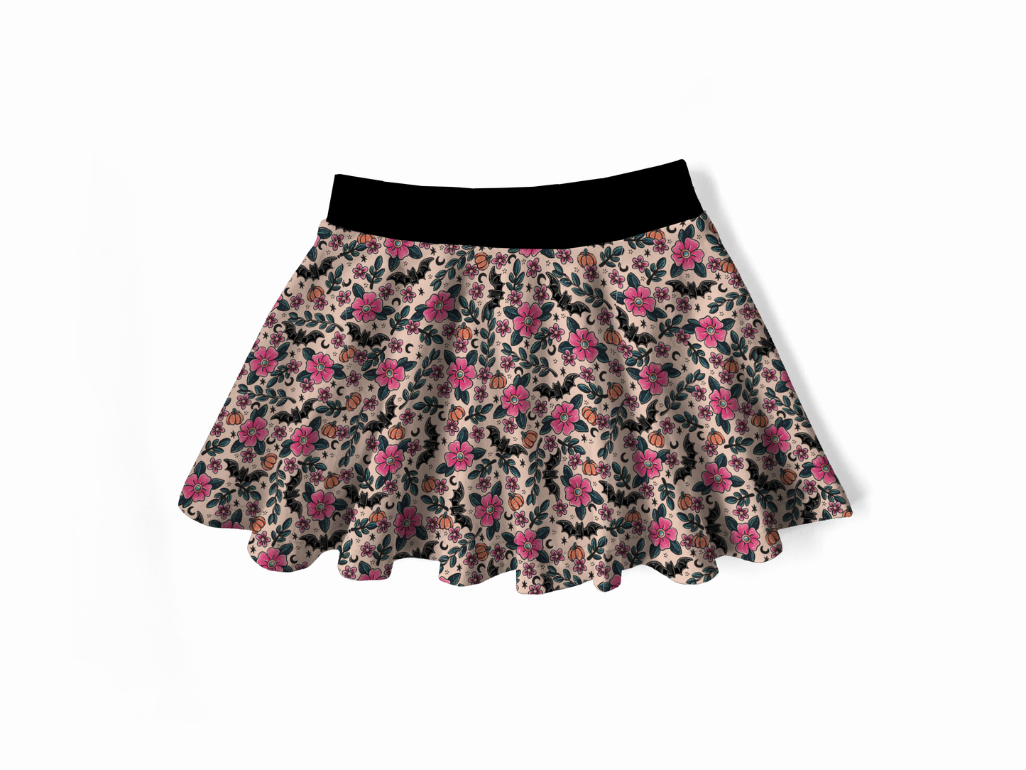 Twirly Skirt - Bunnies, Bones and Bloom - Blush and Bats