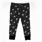 Black baby leggings with white ghosts moons and stars. Black cuffs. Elastic at waistband. 