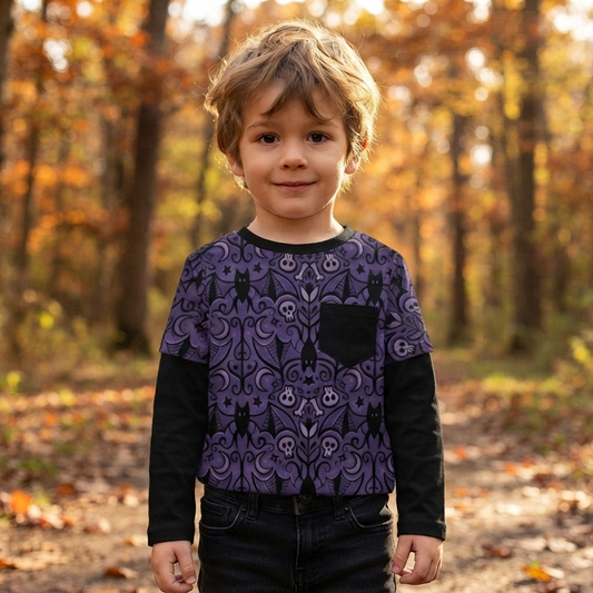 Layered T-shirt - Autumn Spells - Midnight Bats