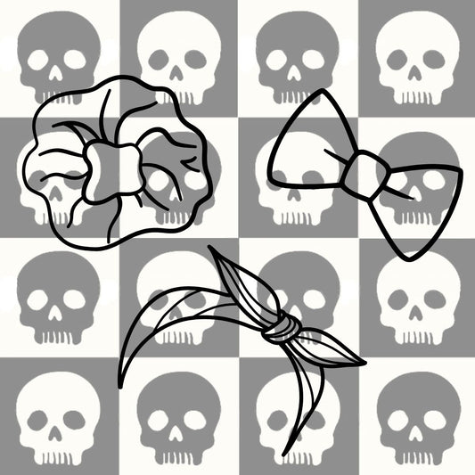 Hair Accs - Back to Black - Skull Check